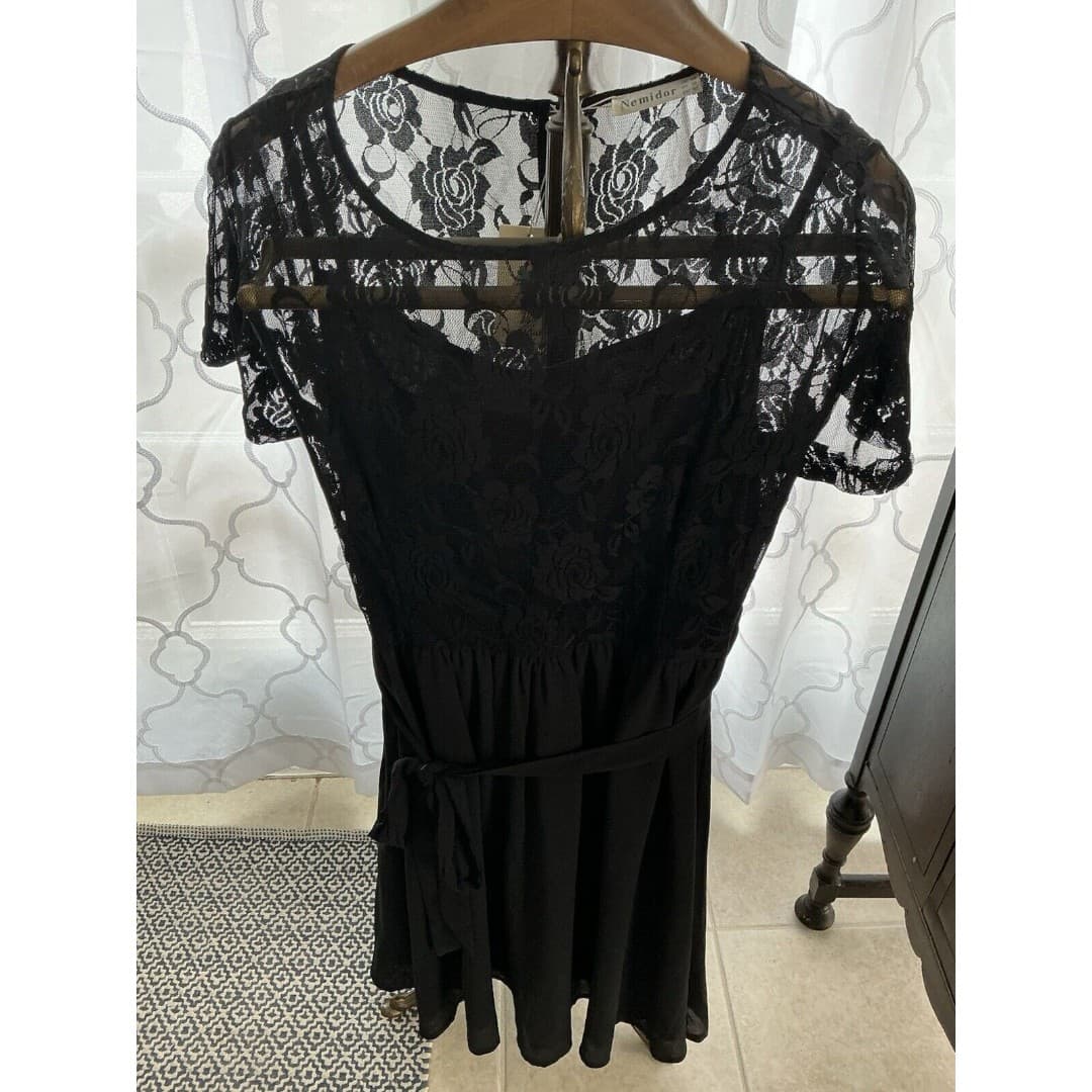 NWT Women’s Vintage Look Nemidor Love Stitch Black Lace Top Dress Sz 20 - Thumbnail 5