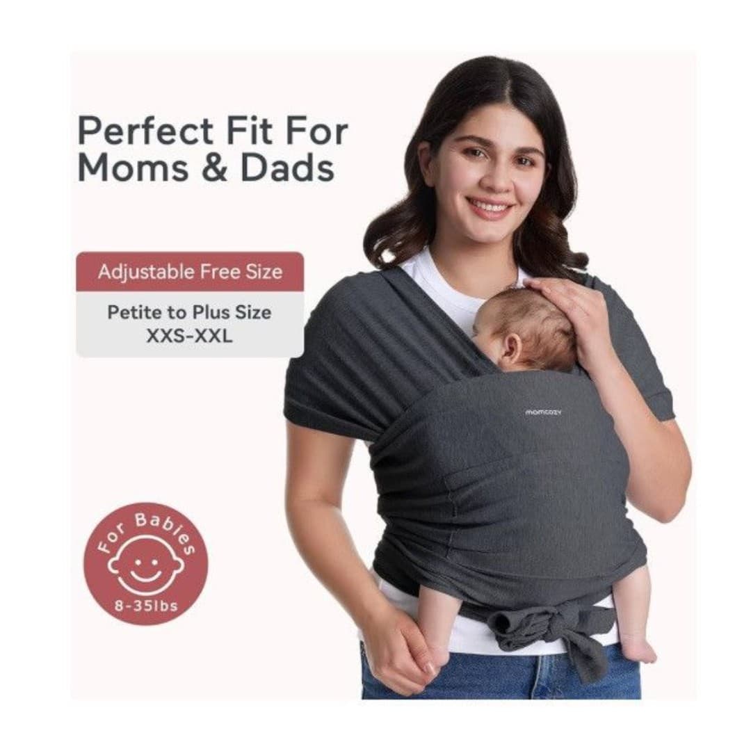 Momcozy Baby Wrap Carrier Slings Adjustable Baby Carrier Gray - Thumbnail 5