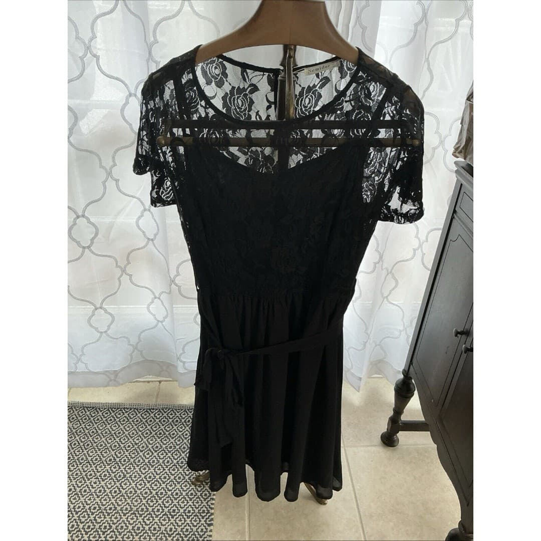 NWT Women’s Vintage Look Nemidor Love Stitch Black Lace Top Dress Sz 20 - Thumbnail 2