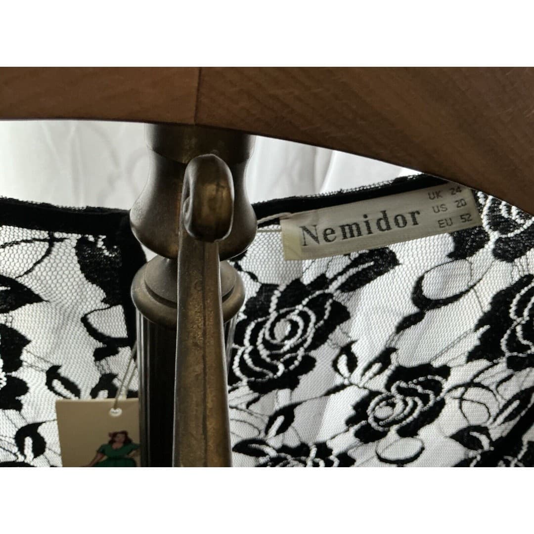 NWT Women’s Vintage Look Nemidor Love Stitch Black Lace Top Dress Sz 20 - Thumbnail 4