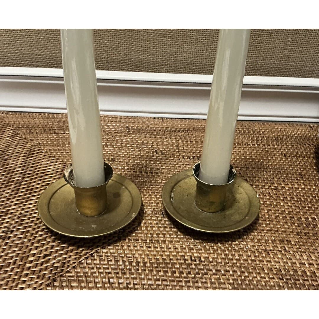 Vintage Pair Of Gold Metal Candle Holders/Stand - Thumbnail 3