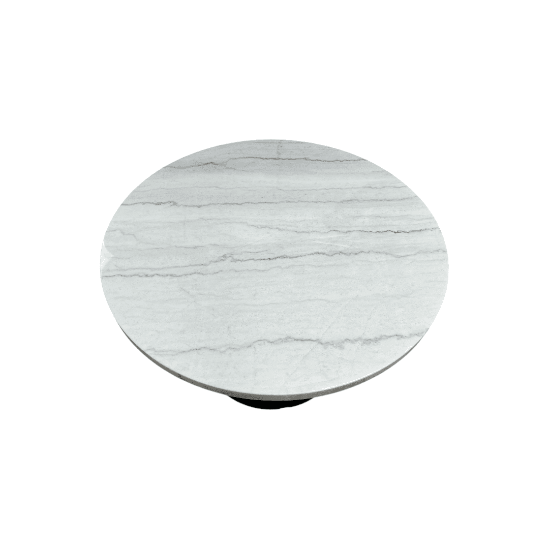 Wrought Studio Vera Modern Round Dining Table, Sintered Stone Tabletop With Carbon Steel Pedestal Base for Kitchen - Thumbnail 6