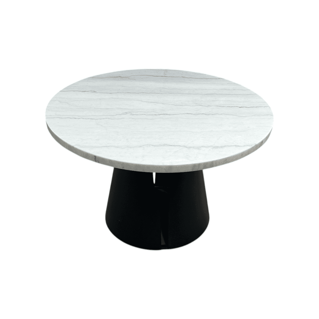 Wrought Studio Vera Modern Round Dining Table, Sintered Stone Tabletop With Carbon Steel Pedestal Base for Kitchen - Thumbnail 3