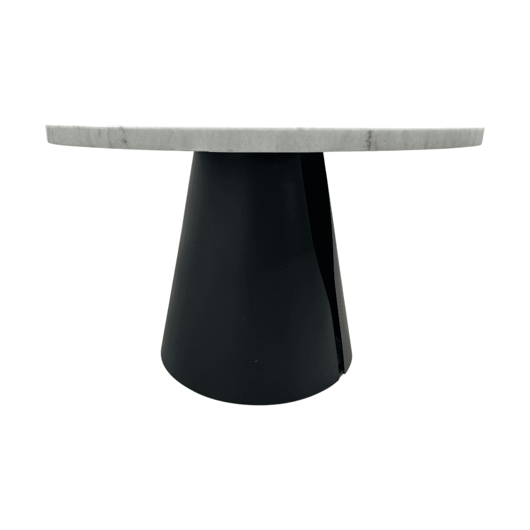 Wrought Studio Vera Modern Round Dining Table, Sintered Stone Tabletop With Carbon Steel Pedestal Base for Kitchen - Thumbnail 4