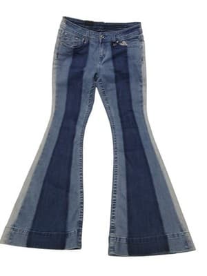 Grace in LA Retro 70's Flare Mid Rise Three Tone Penny Lane Jeans Boho Chic 27