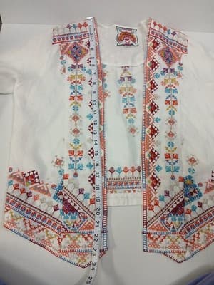 Johnny Was Velsia Embroidered Linen Bolero Jacket White Boho XS - Thumbnail 5