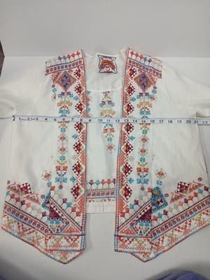 Johnny Was Velsia Embroidered Linen Bolero Jacket White Boho XS - Thumbnail 4