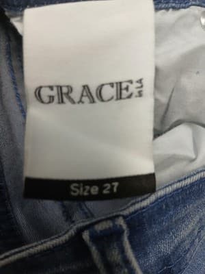 Grace in LA Retro 70's Flare Mid Rise Three Tone Penny Lane Jeans Boho Chic 27 - Thumbnail 4