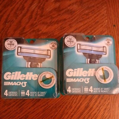 Gillette Mach3 Razor Blade Cartridges, 4 Ct. 2 packs.