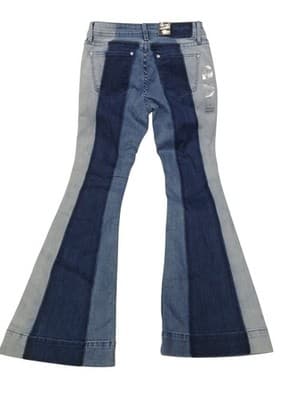 Grace in LA Retro 70's Flare Mid Rise Three Tone Penny Lane Jeans Boho Chic 27 - Thumbnail 2