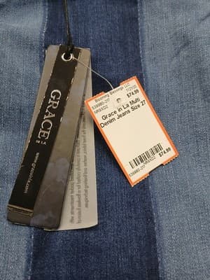 Grace in LA Retro 70's Flare Mid Rise Three Tone Penny Lane Jeans Boho Chic 27 - Thumbnail 5