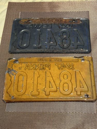 1947 CAR LICENSE PLATE PA LOT OF 2 PENNSYLVANIA SET PAIR 48410 VINTAGE - Thumbnail 2