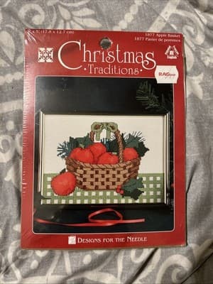 VTG Designs for The Needle Christmas Traditions 1877 Apple Basket Cross Stitch