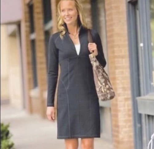 Athleta Cassidy Charcoal Gray Long Sleeve Scuba 1/2 Zip Ponte Knit Dress XXS