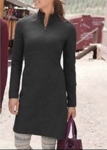 Athleta Cassidy Charcoal Gray Long Sleeve Scuba 1/2 Zip Ponte Knit Dress XXS - Thumbnail 2