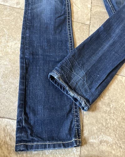 MEK Oaxaca Denim Distressed Low Rise Cigarette Skinny Leg Jeans 26X34 - Thumbnail 9