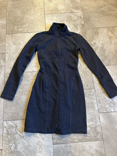 Athleta Cassidy Charcoal Gray Long Sleeve Scuba 1/2 Zip Ponte Knit Dress XXS - Thumbnail 3