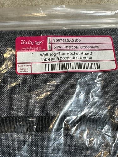 Thirty One 31 Wall Together Pocket Board 569A Charcoal Crosshatch New in Package - Thumbnail 2