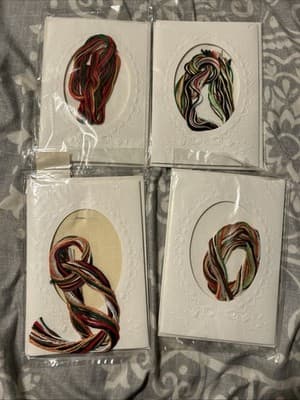 4 Piece Lot NMI Counted Cross Stitch A Card Christmas 4” X 5” Aida 18 Count - Thumbnail 2