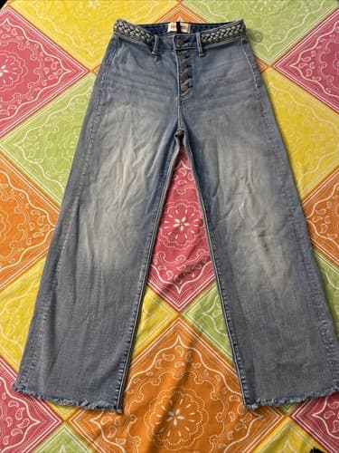 Free People Driftwood Charlee Braided Waist Cropped Jeans Size 25 Inseam 24.5” - Thumbnail 2