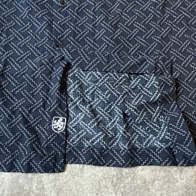 Nat Nast Men’s XXL Blue Geometric Pattern Silk/Cotton Blend Short Sleeve Shirt - Thumbnail 3