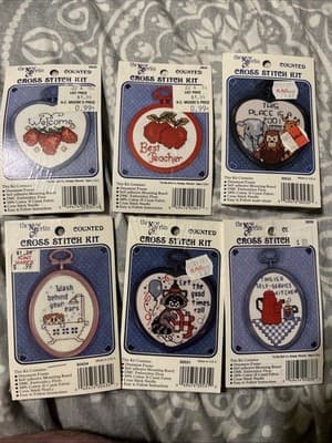New Berlin Counted Cross Stitch Kit Lot Of 6 Ornament Frame 18 Count