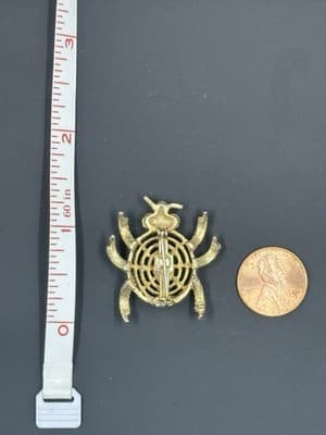 Vintage Mamselle Signed Bug Gold Tone Brooch Pin - Thumbnail 2
