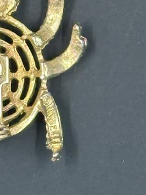Vintage Mamselle Signed Bug Gold Tone Brooch Pin - Thumbnail 3