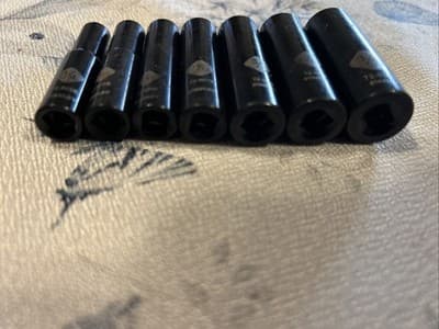 Stanley Black Chrome 7 Piece Lot Set 1/4” Drive Sockets SAE Standard Deep Dish H - Thumbnail 2