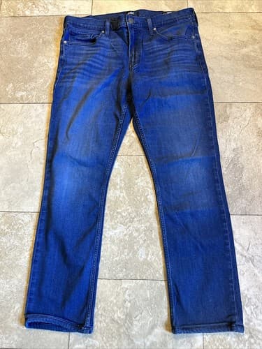 Paige Mens Federal Slim Straight Leg Jeans 34 Mid Rise Dark Wash Blue EUC!!