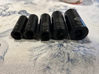 Stanley Black Chrome 5 Piece Set Socket Deep Dish SAE Standard 3/8” Drive (M) - Thumbnail 2