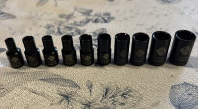 Stanley Black Chrome Set Of 9 SAE Standard Sockets 1/4” Drive (G)