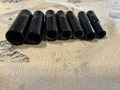 Stanley Black Chrome 7 Piece Lot Set 1/4” Drive Sockets SAE Standard Deep Dish H - Thumbnail 3