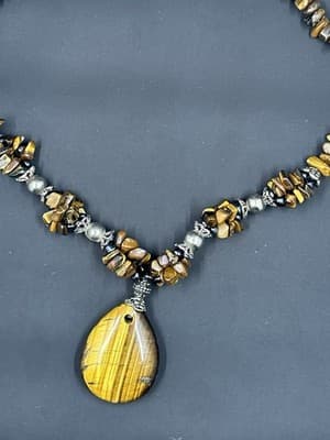 Chunky Amber Jewelry Beaded Beautiful 16”Necklace - Thumbnail 2
