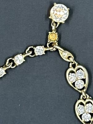 Beautiful! Vintage Signed BOGOFF GOLD, Rhinestone Choker, Necklace, Jewelry - Thumbnail 3