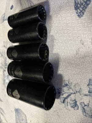 Stanley Black Chrome 5 Piece Set Socket Deep Dish SAE Standard 3/8” Drive (M) - Thumbnail 3