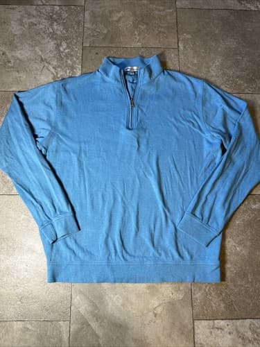 Peter Millar Blue Cotton L/S 1/4 Zip Pullover Men's Sz M! EUC!!