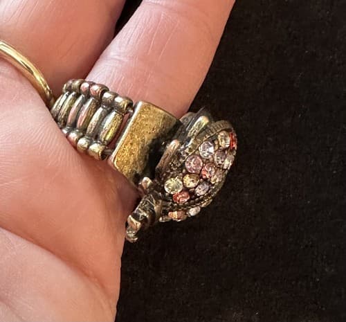 Women Rusty Gold Fashion Ring Metal Elastic Band Lady Bug Beetle Insect Jewelry - Thumbnail 7
