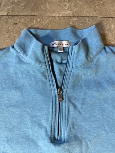 Peter Millar Blue Cotton L/S 1/4 Zip Pullover Men's Sz M! EUC!! - Thumbnail 2