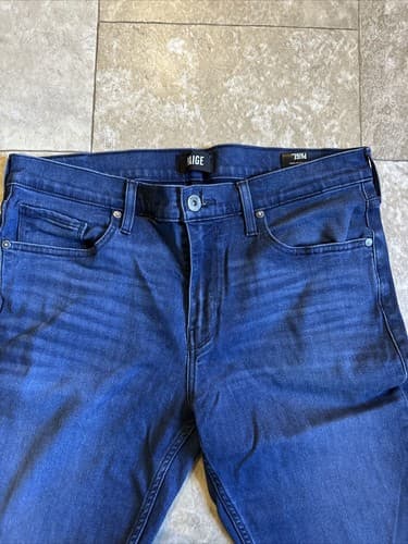 Paige Mens Federal Slim Straight Leg Jeans 34 Mid Rise Dark Wash Blue EUC!! - Thumbnail 2