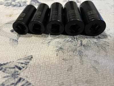 Stanley Black Chrome 5 Piece Set Socket Deep Dish 14-18mm 3/8” Drive (L) - Thumbnail 2