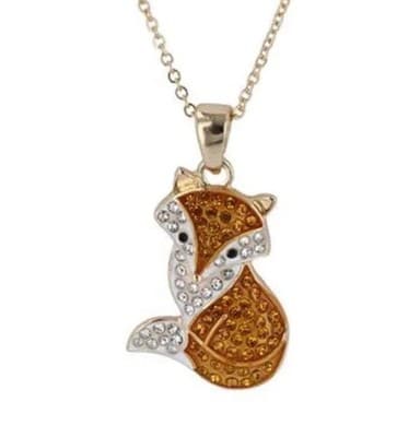 Crystal Kingdom Gold-Tone Crystal Fox Pendant Necklace
