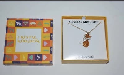 Crystal Kingdom Gold-Tone Crystal Fox Pendant Necklace - Thumbnail 3