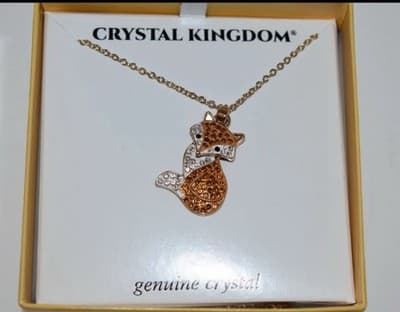 Crystal Kingdom Gold-Tone Crystal Fox Pendant Necklace - Thumbnail 2