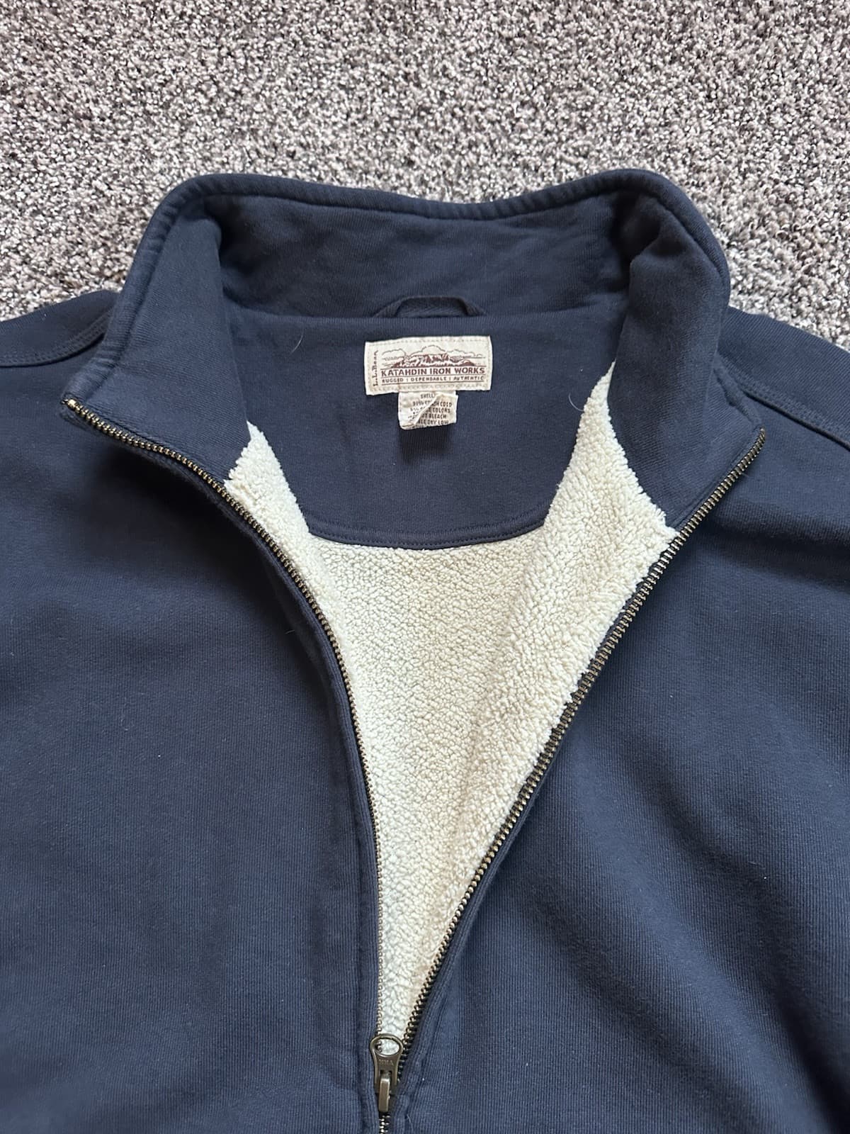 LL Bean Katahdin Iron Works Sherpa Lined Full Zip Sweatshirt Heavy XXL Reg - Thumbnail 3