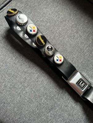 Little Earth Pittsburgh Steelers NFL Belt Bottle Cap Adjust 36”-38” Black