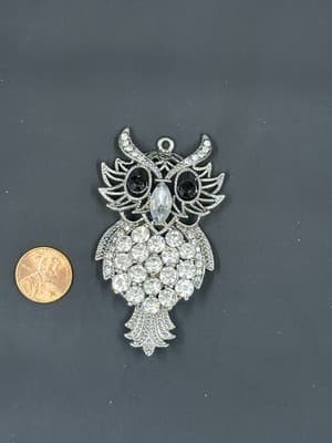Retro Owl Necklace Large Pendant EXCELLENT Unsigned, No Chain, Pendant Only