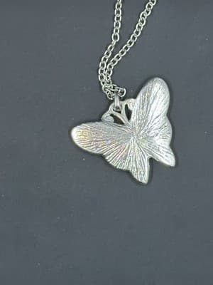 Blue Green Silver Luminous Butterfly Necklace for Women, 18” - Thumbnail 2