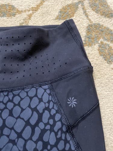 WOMENS ATHLETA LEGGINGS SIZE XXS BLACK GRAY MESH CHEETAH - Thumbnail 2