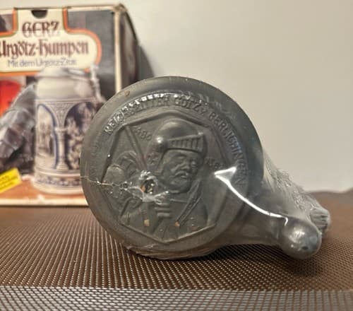 Vintage Gerz Gerzit German Beer Stein, Large Blue Salt Glaze Stoneware Sealed - Thumbnail 5